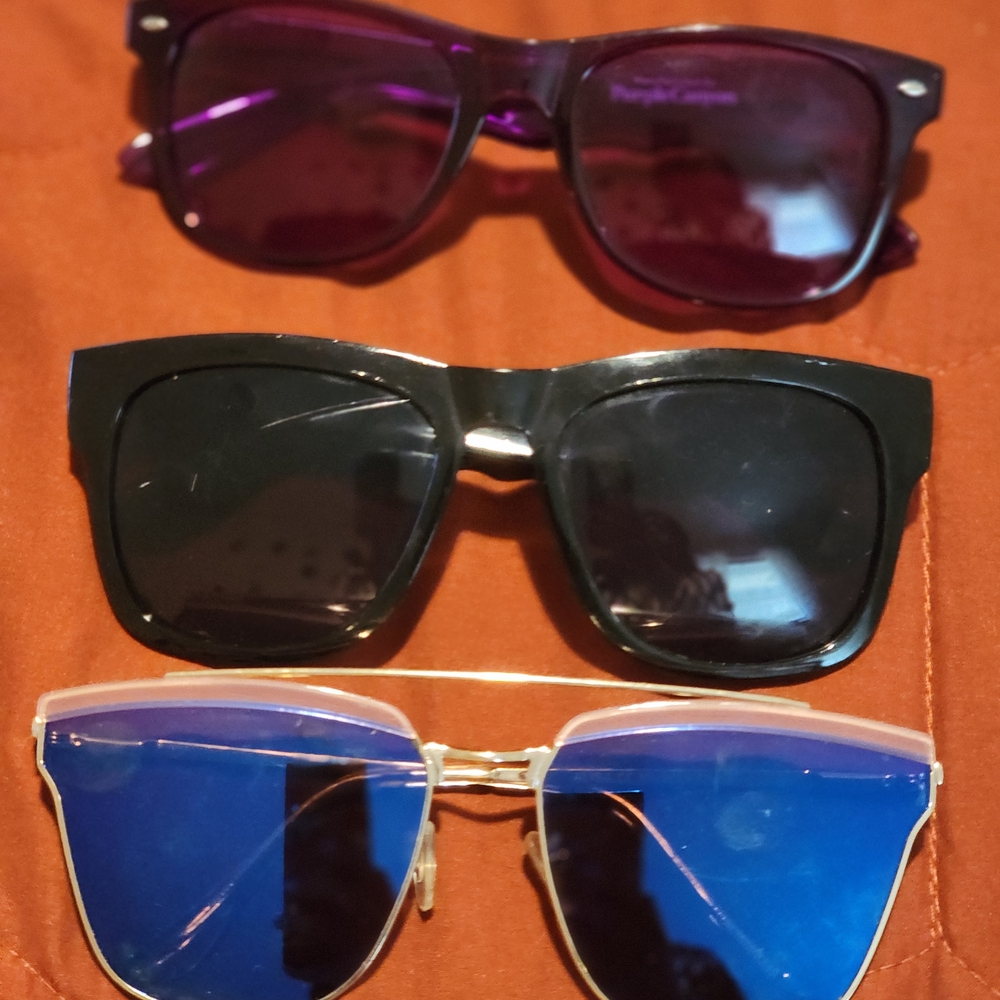 Stylish Sunglasses Set - Purple, Black, Blue